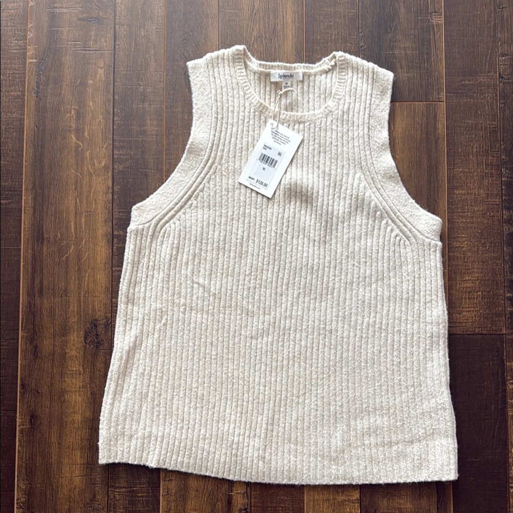 Splendid Gray Ribbed Sleeveless Tank Top